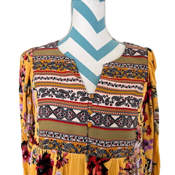 Umgee Boho Flower Dress Marigold with Flowers - Picture 2 of 10